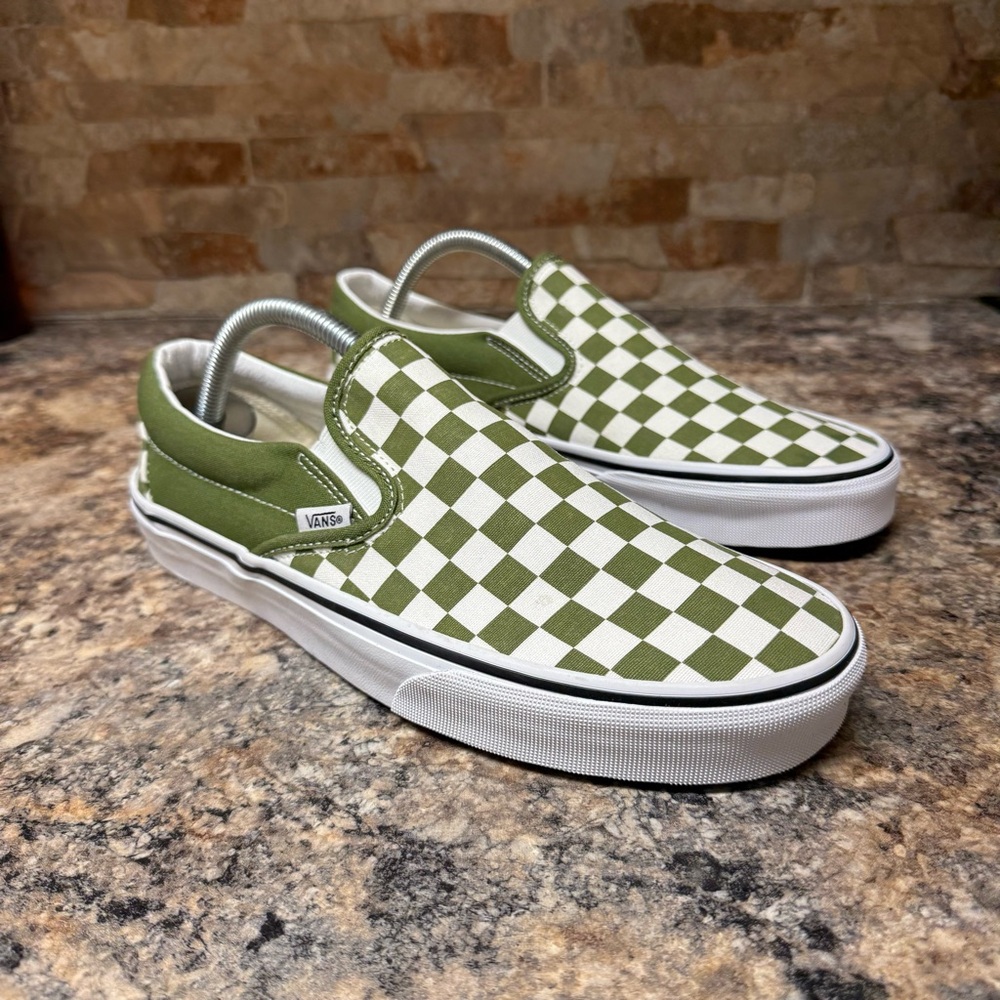 Vans Green Checkered Slip On Men’s Size 9.5